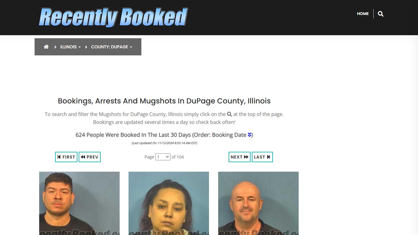 Bookings, Arrests and Mugshots in DuPage County, Illinois - Recently Booked