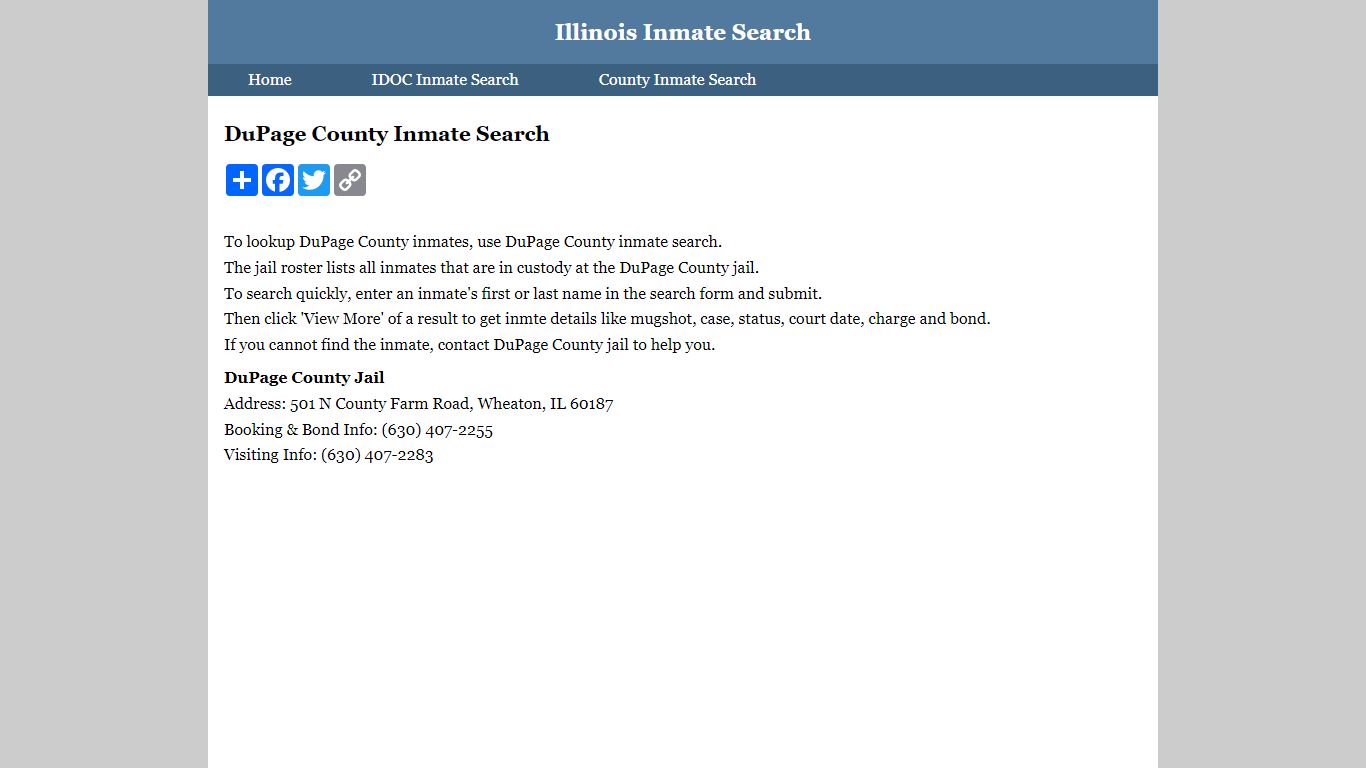 DuPage County Inmate Search