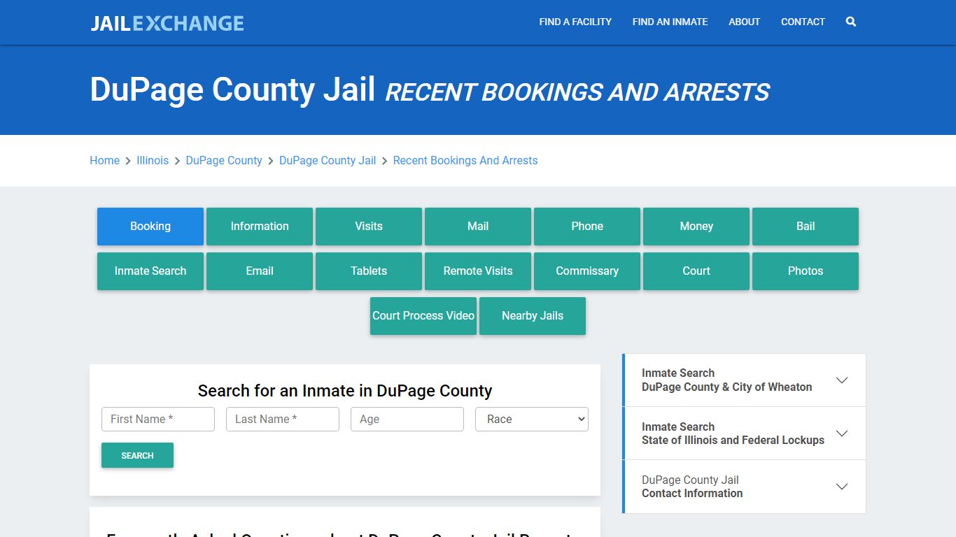 DuPage County Jail Recent Bookings And Arrests - Jail Exchange